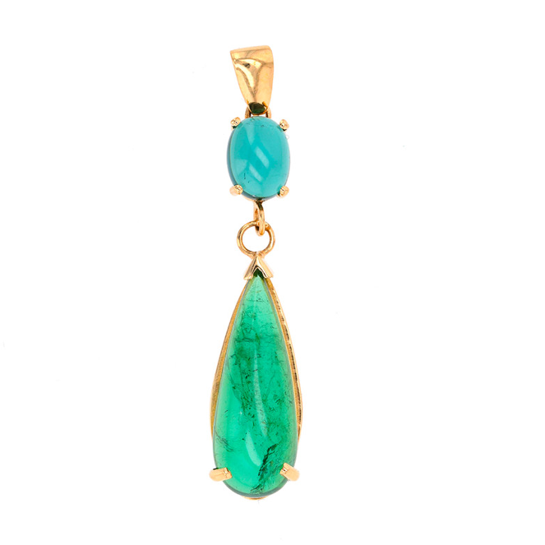 Pendentif tourmalines 13.17 carats or jaune 5.77g Comme neuf -  reconditionné disponible sur Gemme Les Bijoux